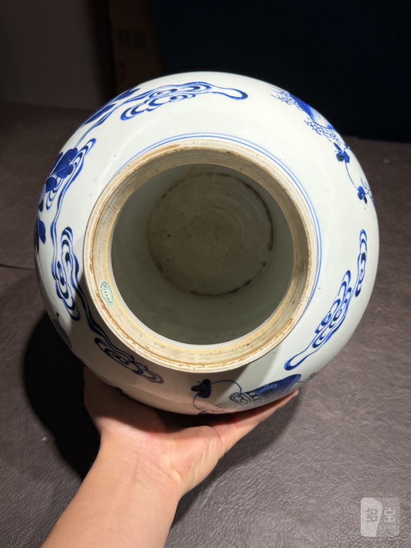 清康熙 青花婴戏图大罐 - 图16